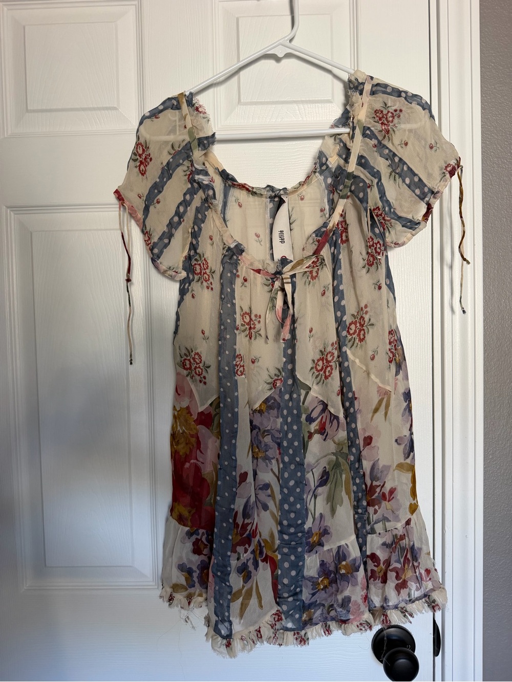 Kenzo Cream Floral blouse with Blue Stripes